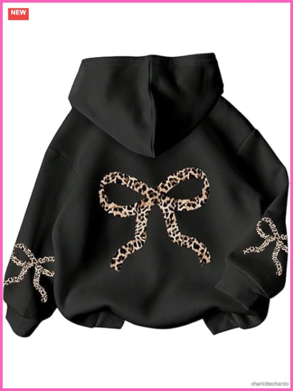 Cheetah Leopard Bow Cropped Hoodie Long Sleeve Pullover Y2K Preppy Cute Teen